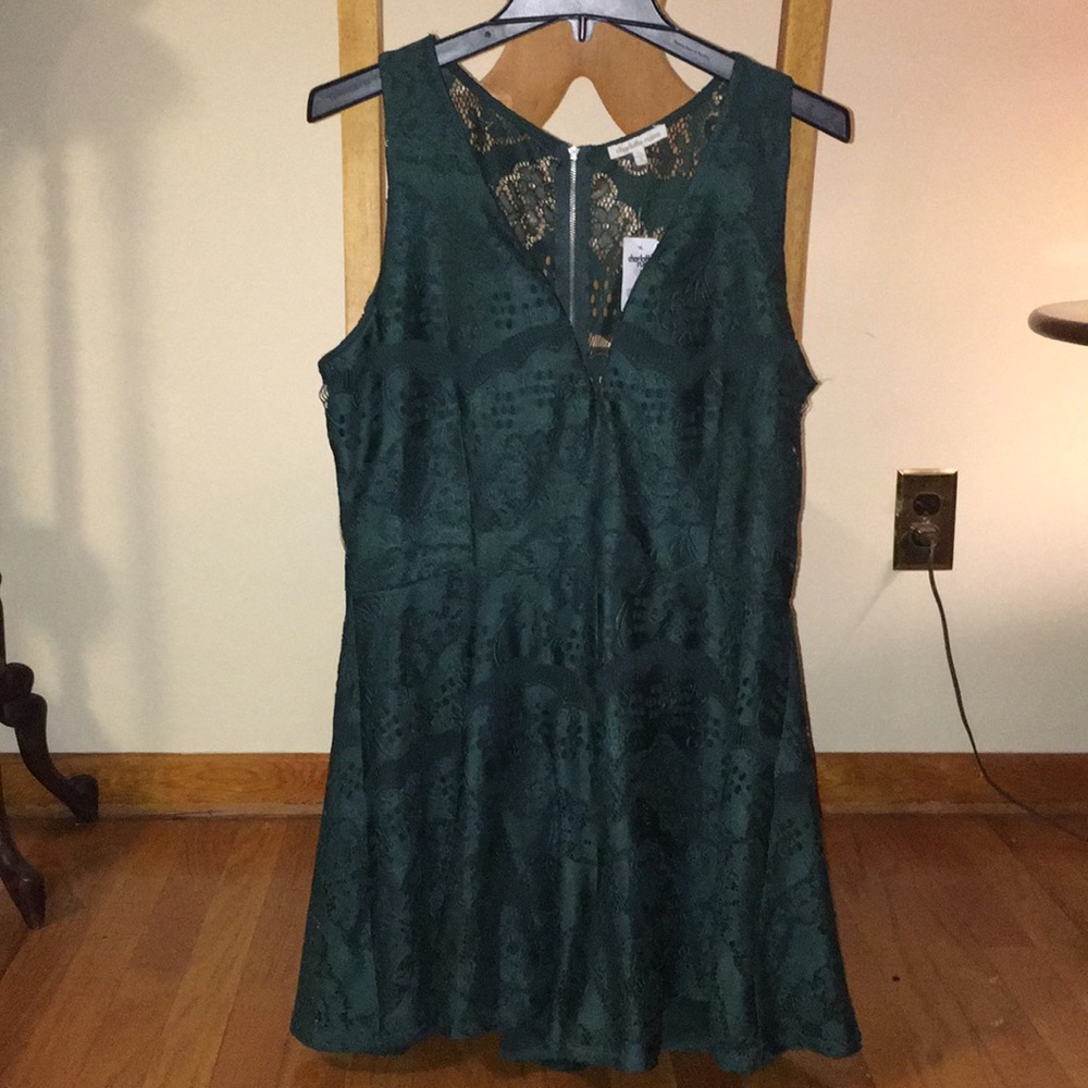 Fun, Lace, Dark Green Romper
